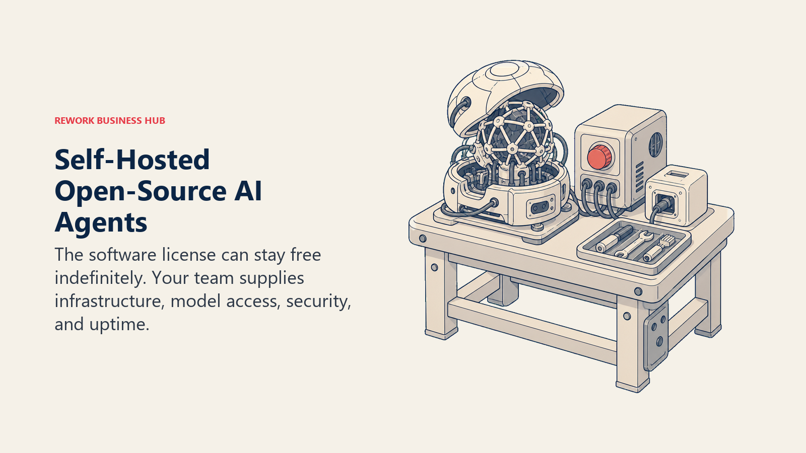 Owner-operated open-source AI agent workbench with infrastructure and model inputs under team control