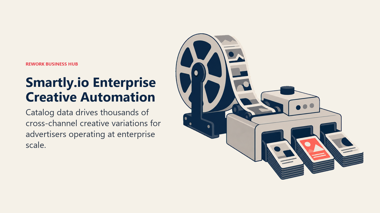 Product catalog reel feeding an enterprise creative automation sorter