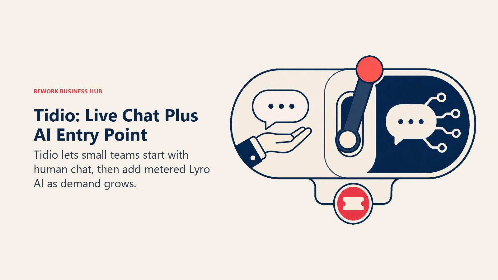 Tidio: Live Chat Plus AI Entry Point illustrated with two-position chat switch
