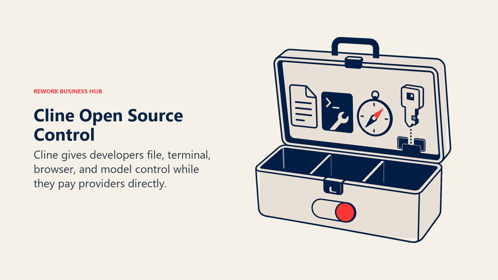 Cline Open Source Control illustrated by open agent toolbox with model key