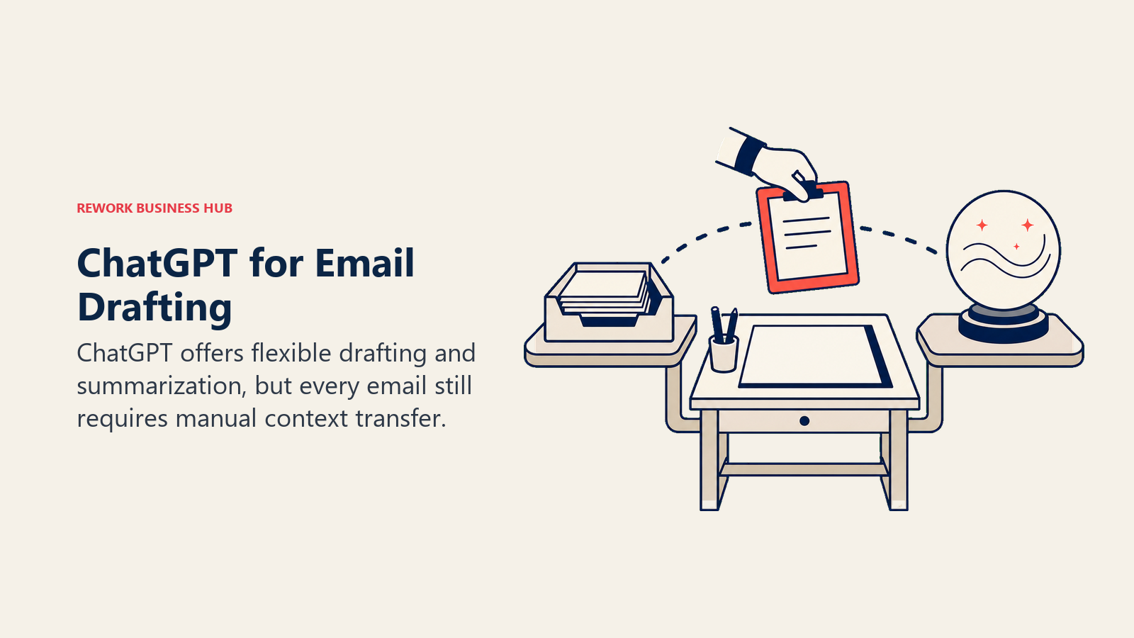ChatGPT for Email Drafting illustrated with copy-paste drafting workbench