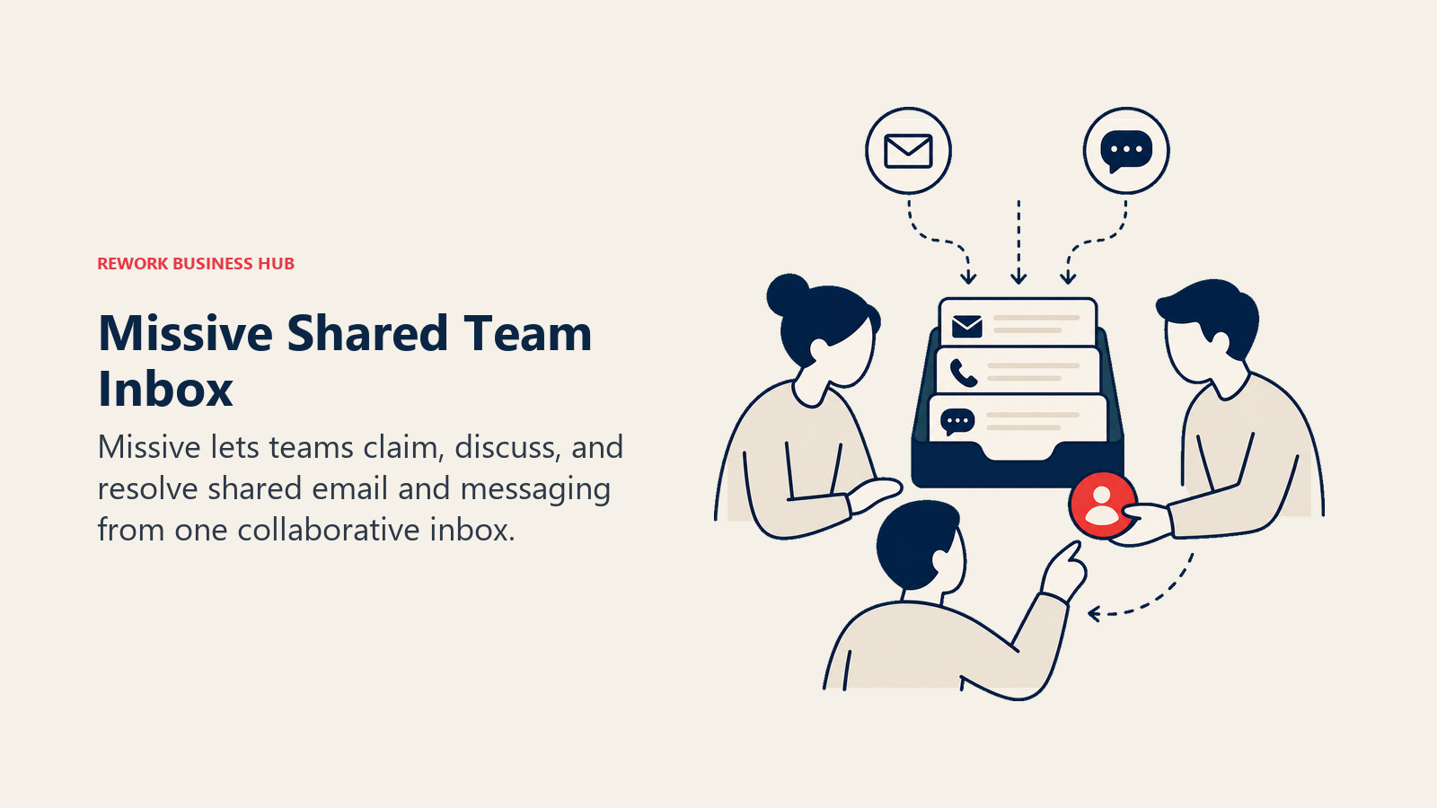 Missive Shared Team Inbox illustrated with shared correspondence table