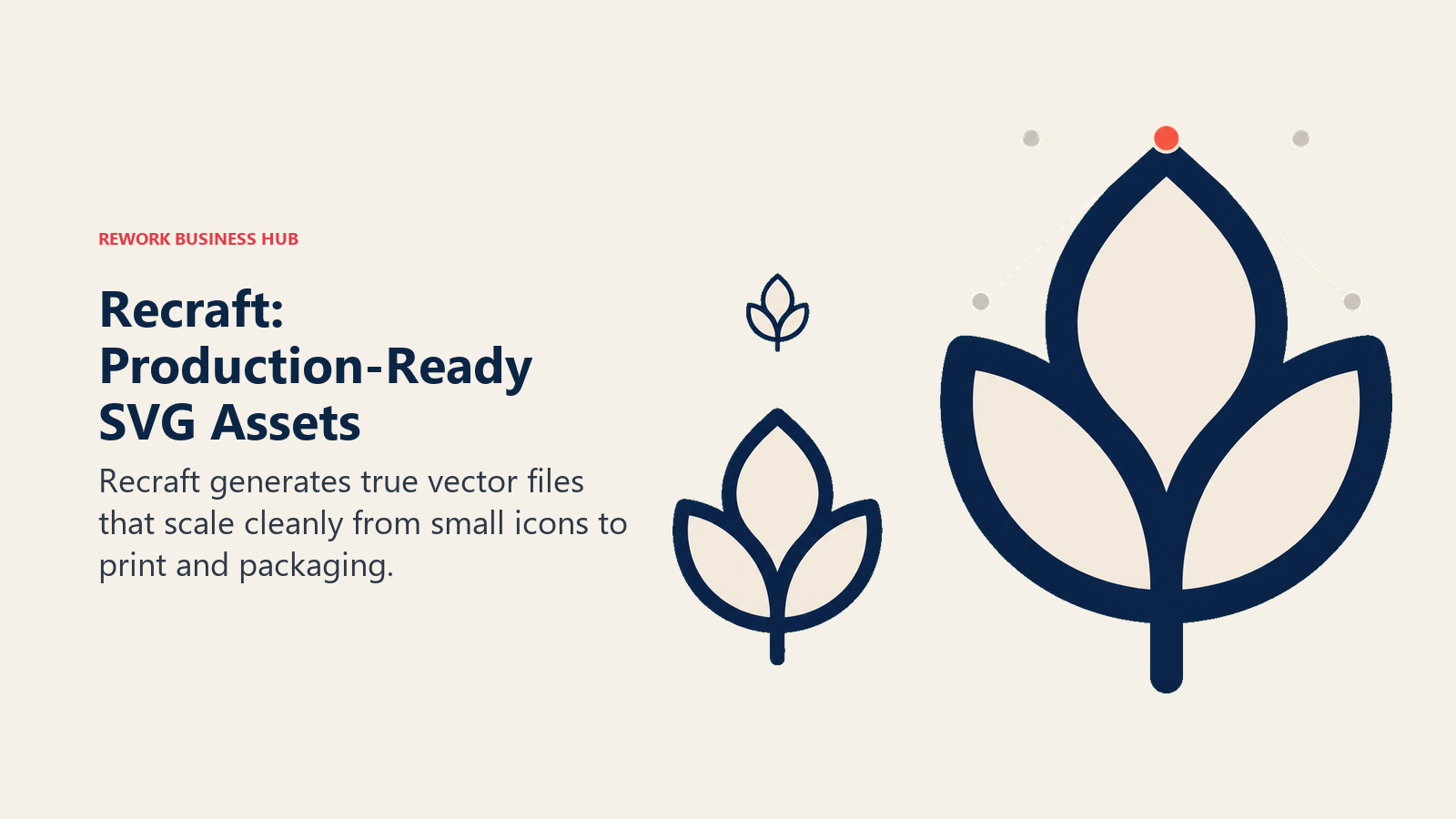 Recraft: Production-Ready SVG Assets illustrated with vector path stretching across sizes