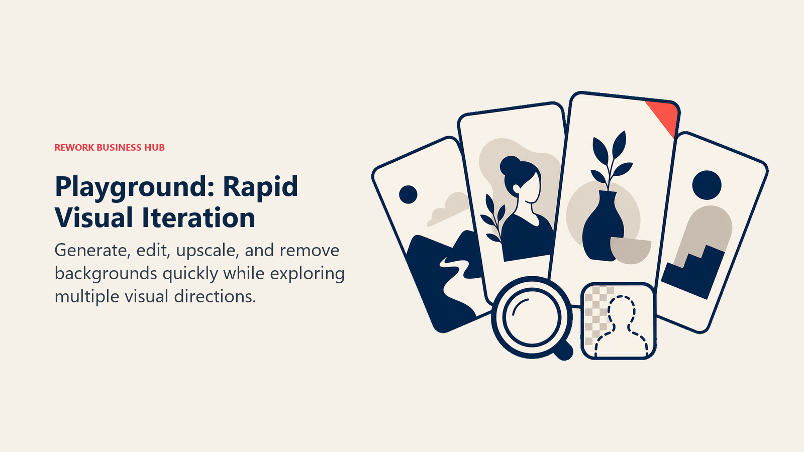 Playground: Rapid Visual Iteration illustrated with variation cards and editing tools