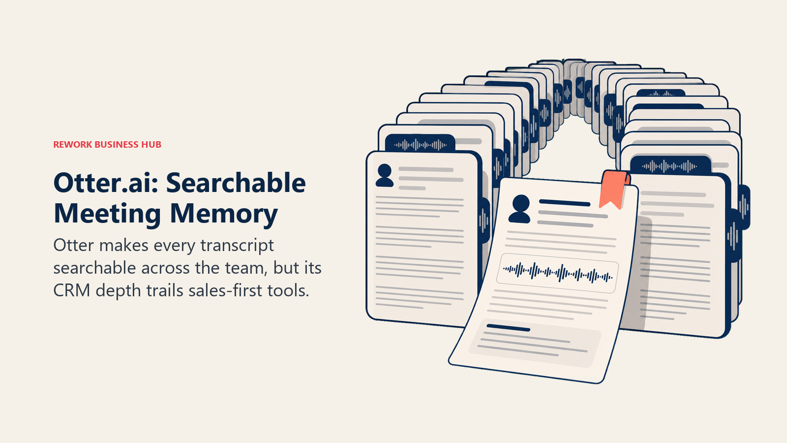 Otter.ai searchable meeting memory shown as a team transcript archive