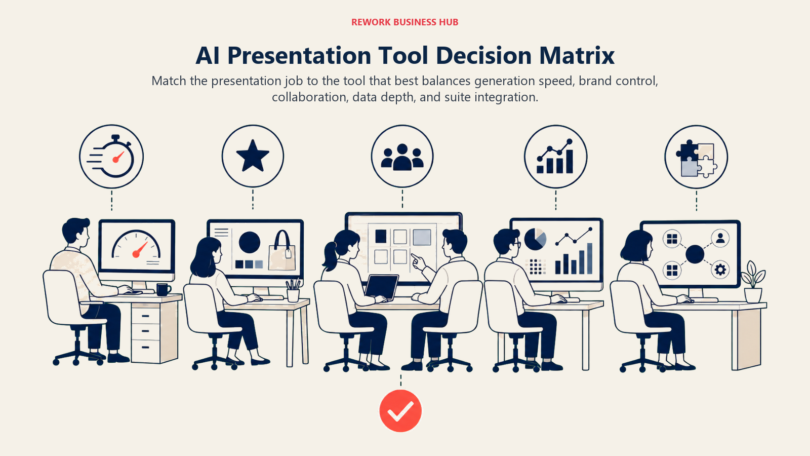 AI Presentation Tool Decision Matrix shown as deck tool gallery