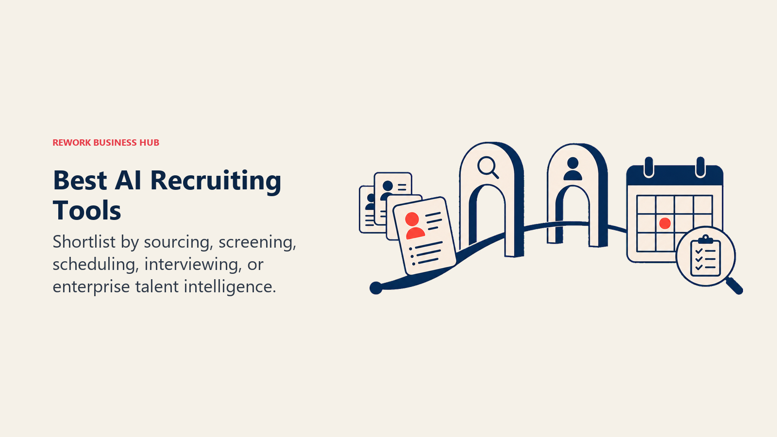 Best AI recruiting tools shown as a candidate portfolio moving through screening into an interview calendar