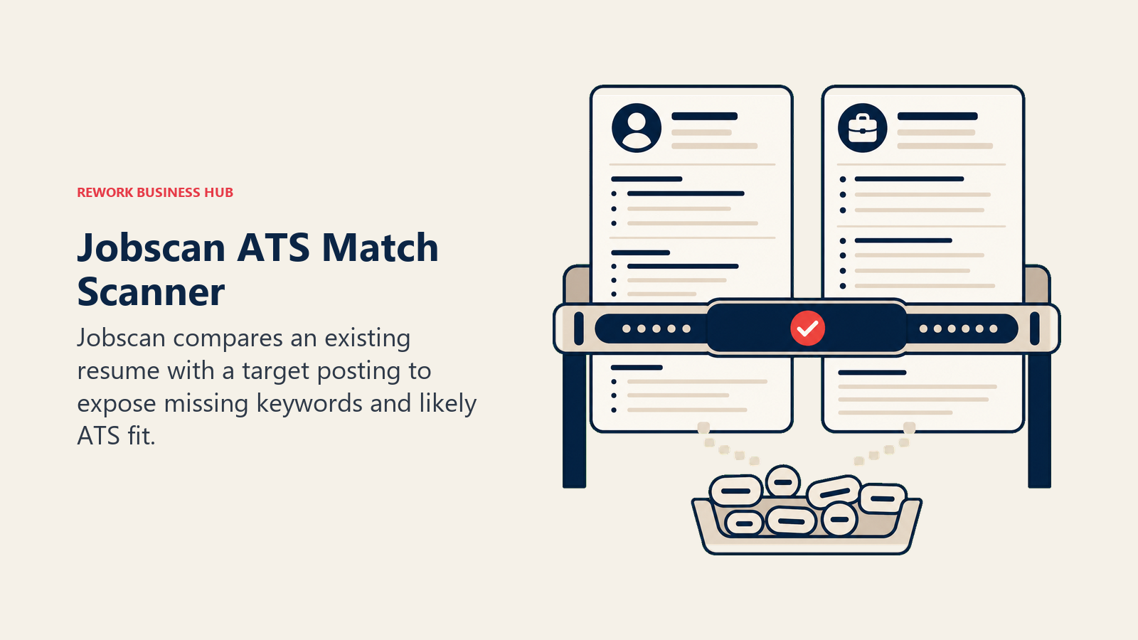 Jobscan shown scanning a resume against a target job description for ATS keyword gaps