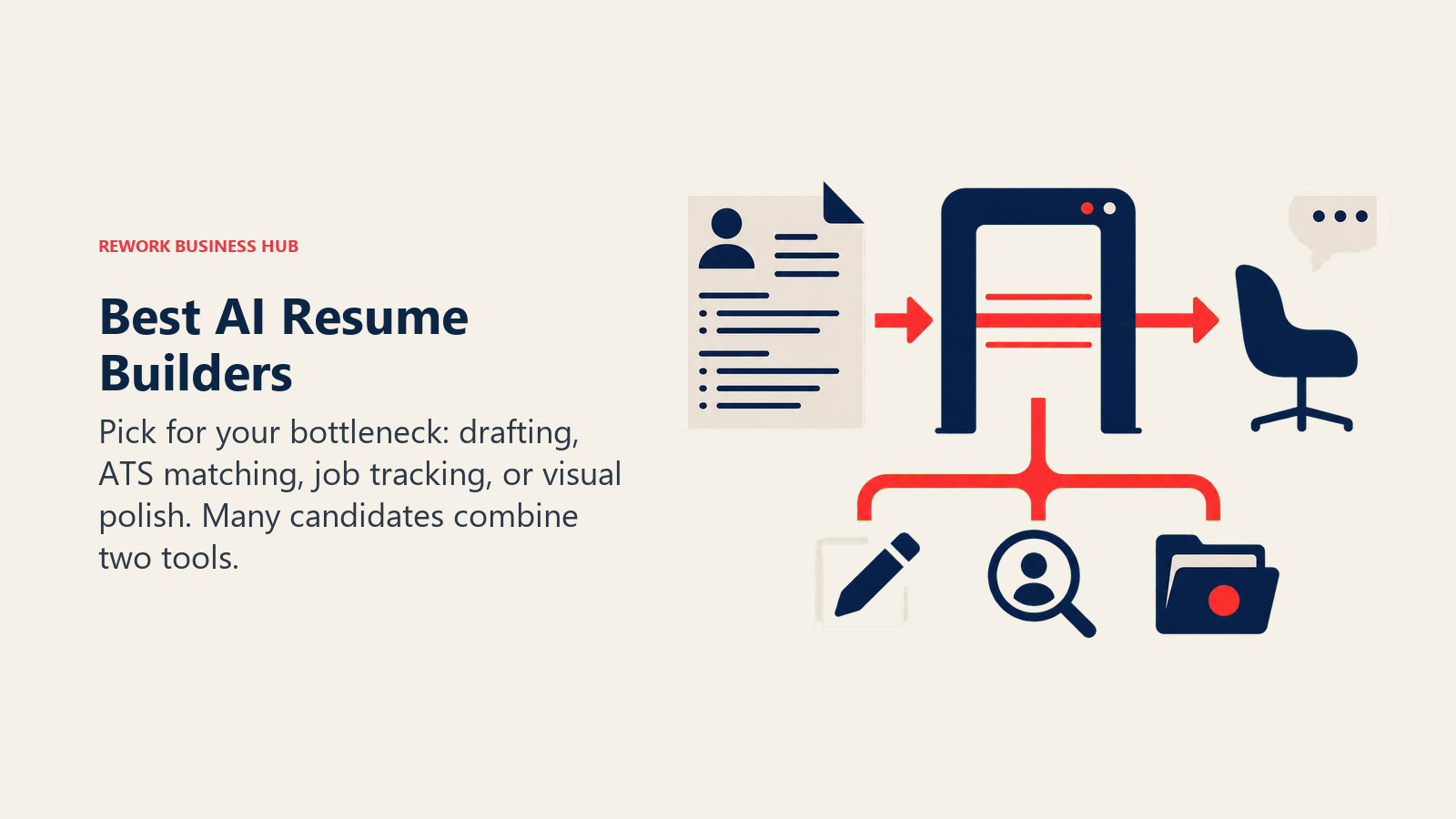 Best AI resume builders shown as a resume moving through ATS screening toward an interview