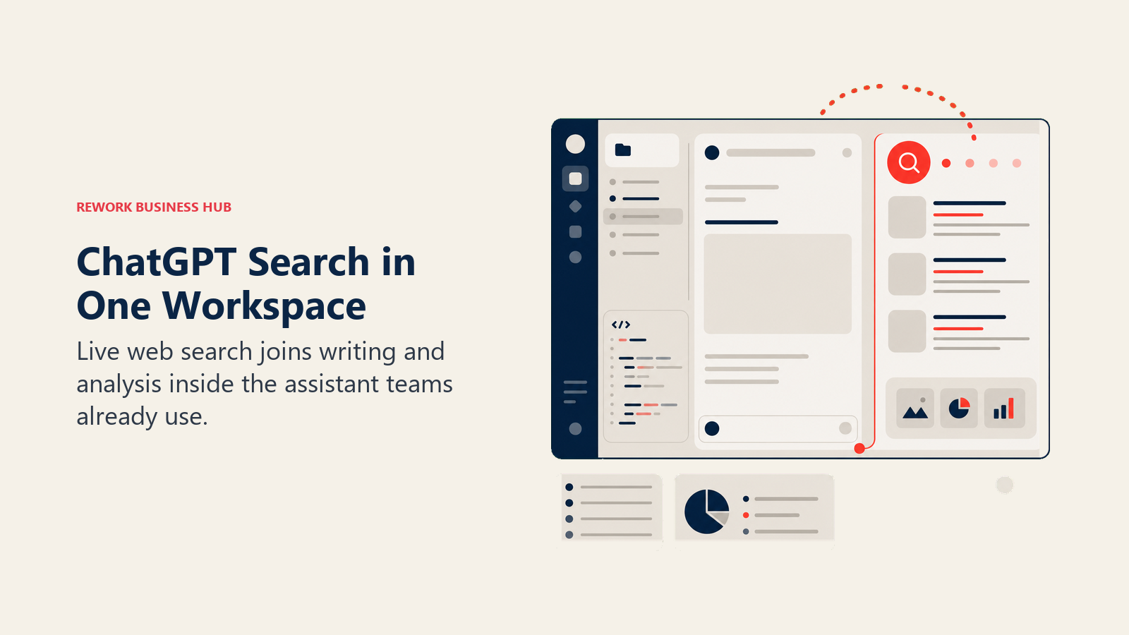 ChatGPT Search in One Workspace illustrated as one assistant workspace opening live web retrieval without a second app