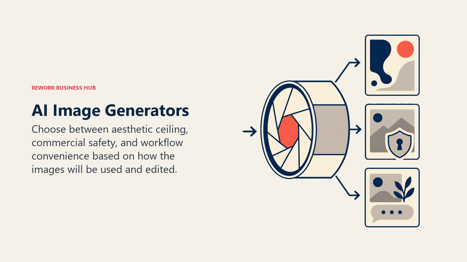 AI Image Generators illustrated by three-facet image lens