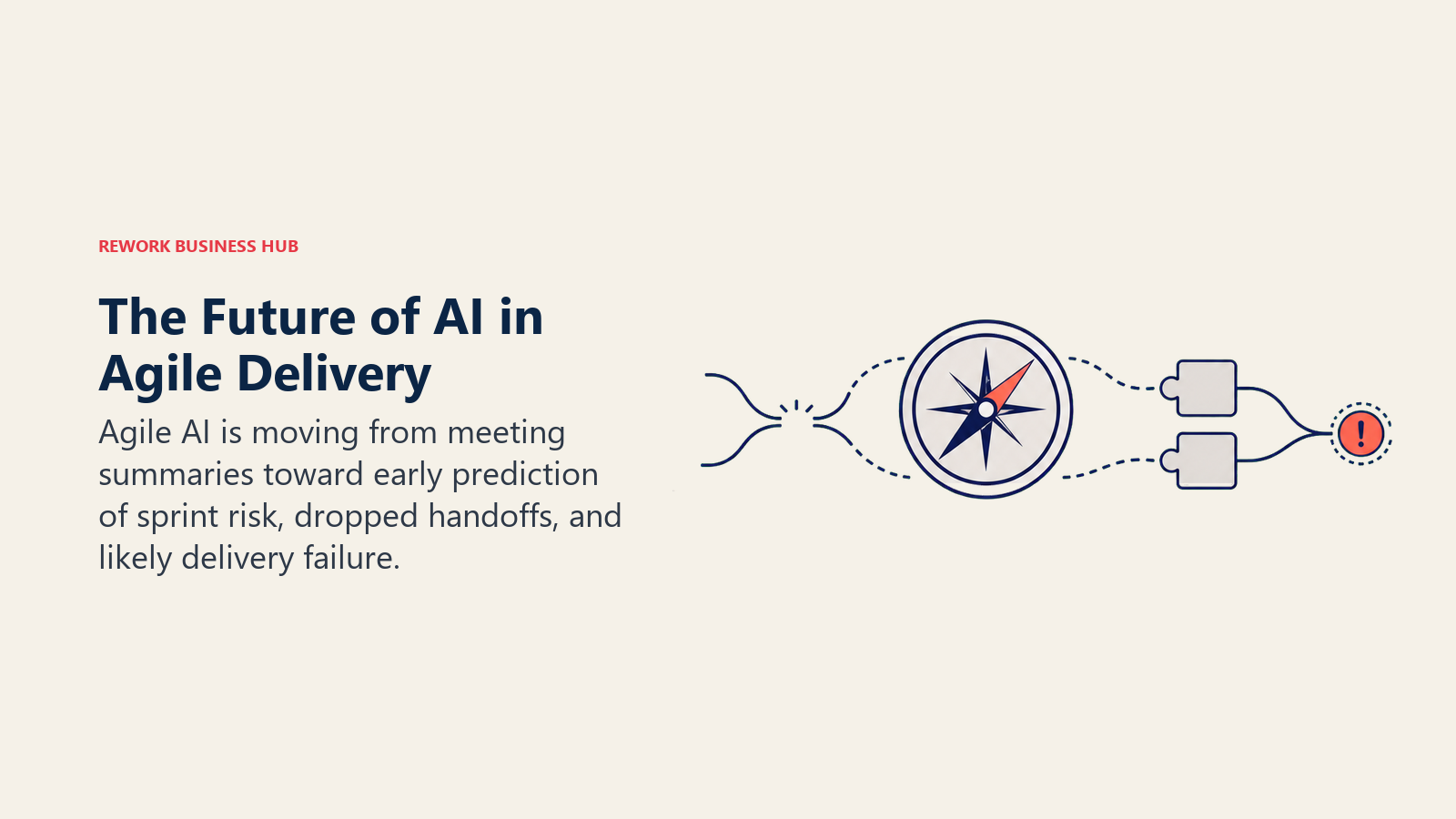 The Future of AI in Agile Delivery shown as forward-looking sprint compass
