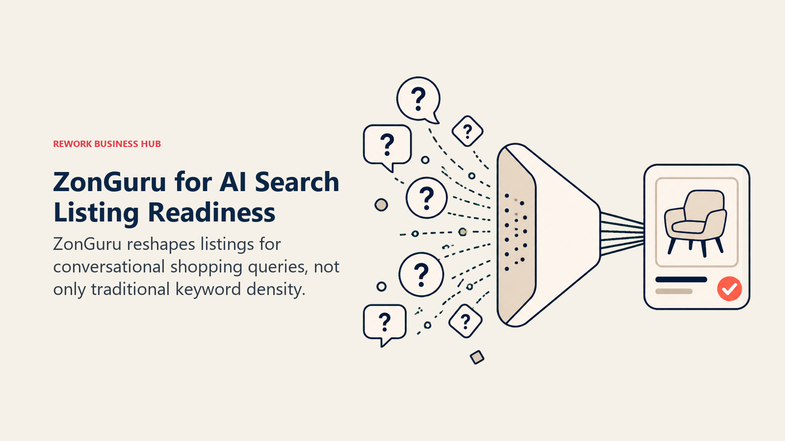ZonGuru for AI Search Listing Readiness shown as conversational search prism