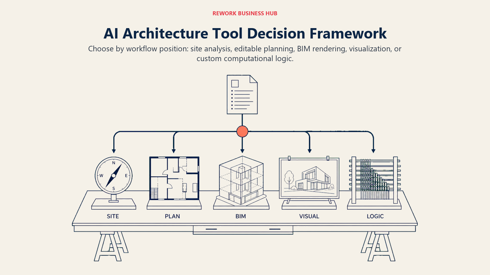 AI Architecture Tool Decision Framework illustrated by five-station architecture decision table