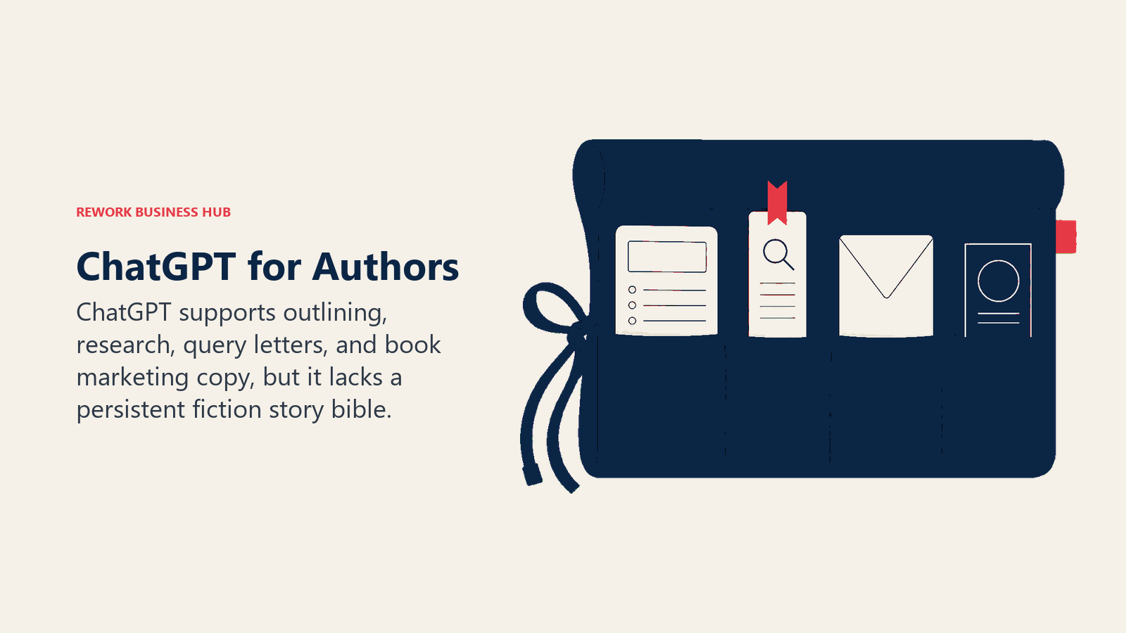 ChatGPT for authors shown as a toolbelt for outlines, research, query letters, and book copy