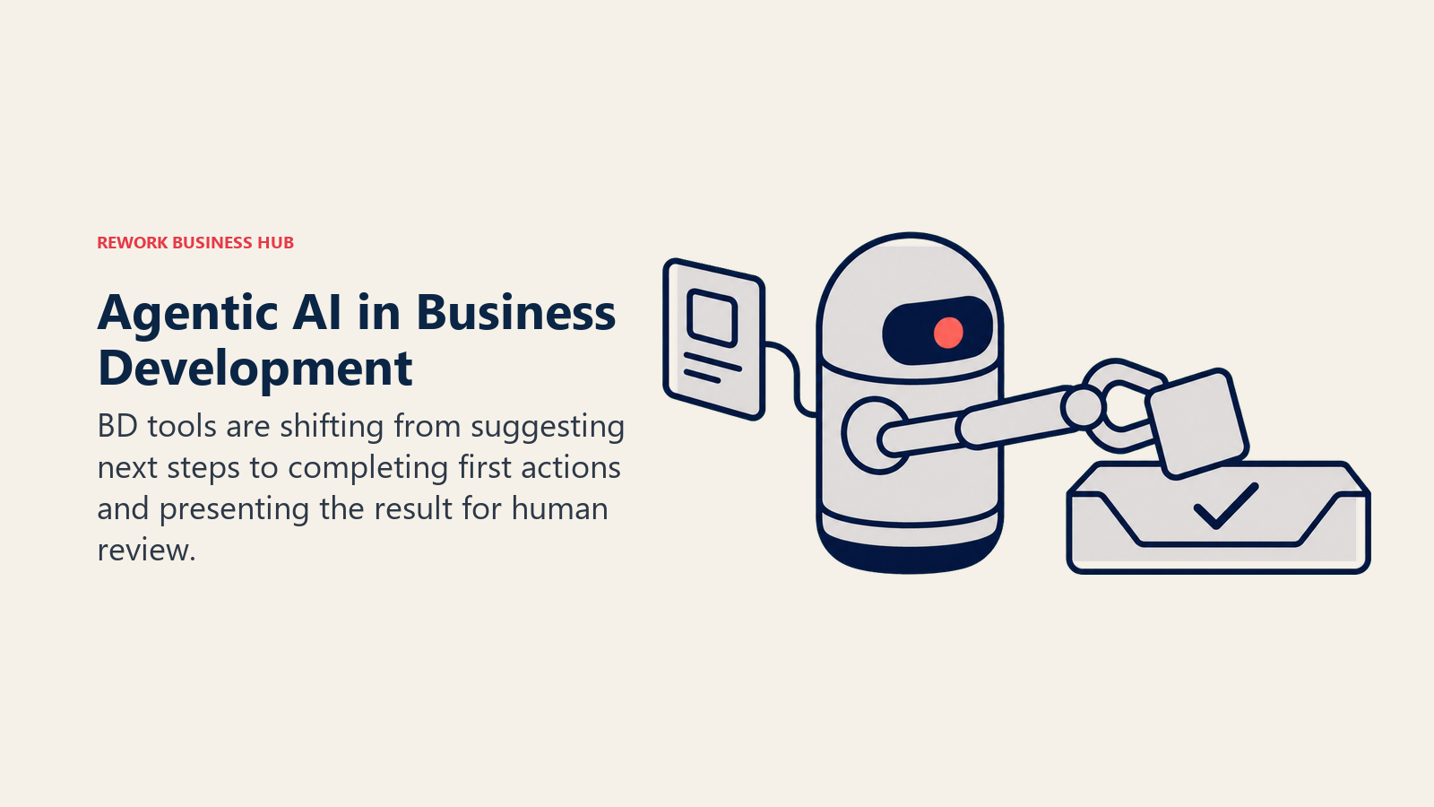 Agentic AI in Business Development illustrated as autonomous first-action capsule
