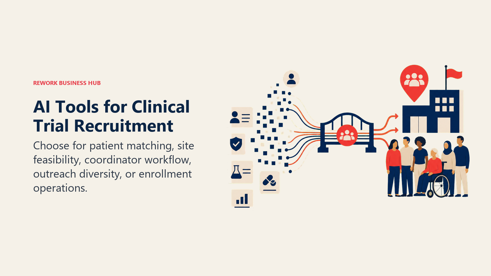 AI tools for clinical trial recruitment shown matching patient records to sites and enrollment