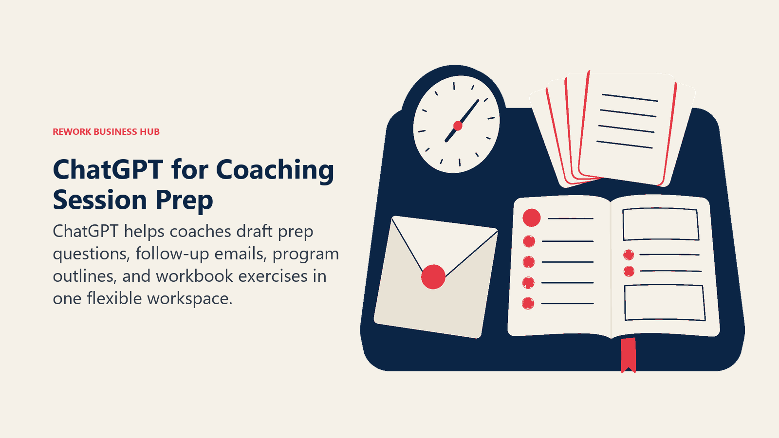 ChatGPT for Coaching Session Prep illustrated with session preparation tray