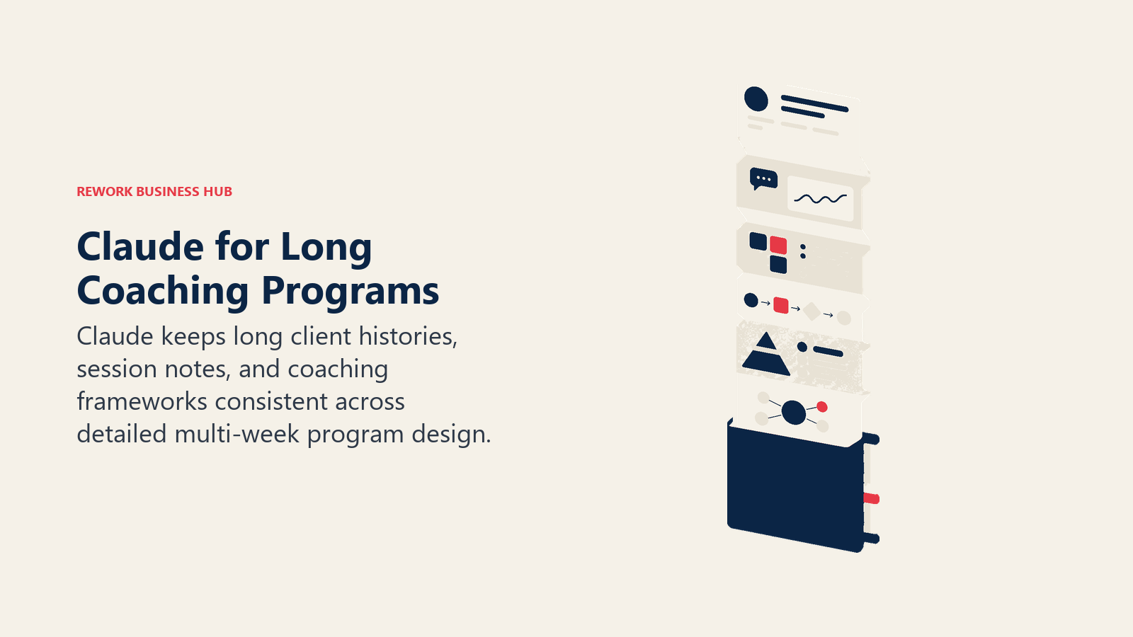 Claude for Long Coaching Programs illustrated with accordion client brief