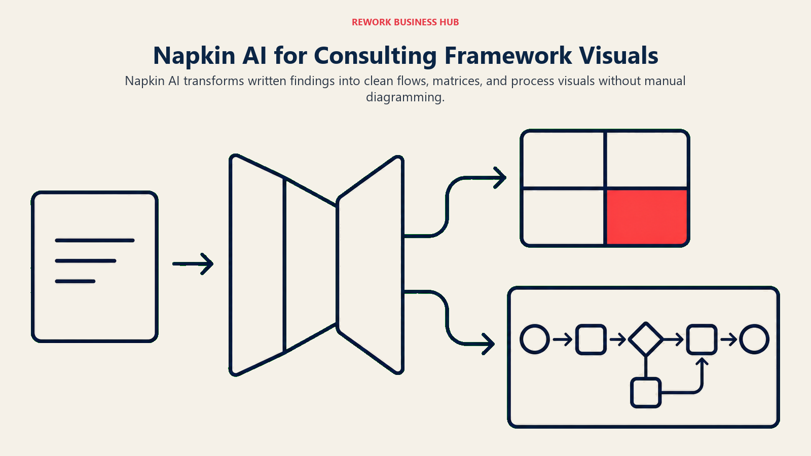 Written consulting findings transforming into a matrix and process framework