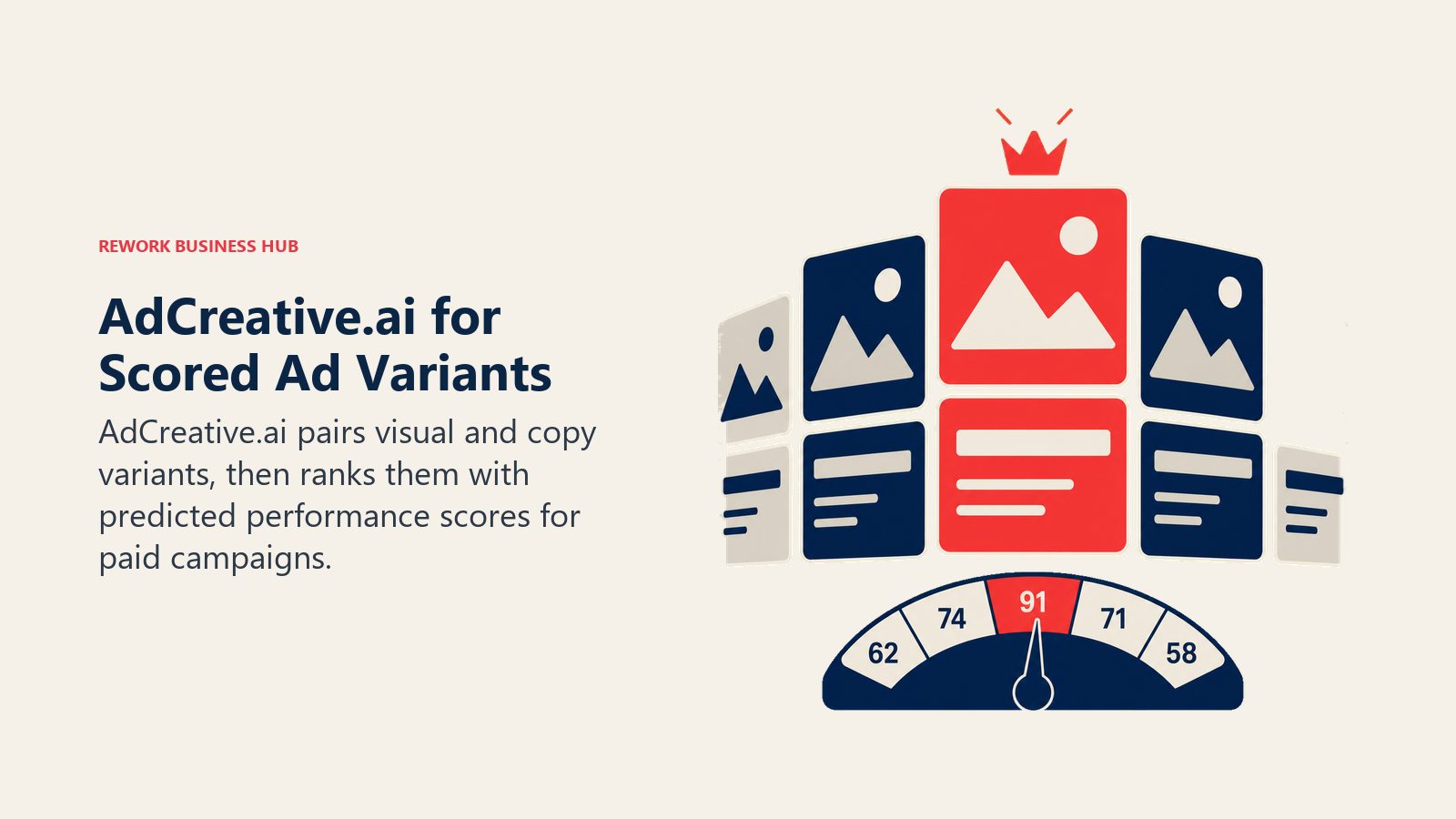 Ad image and copy pairs ranked by predicted campaign performance