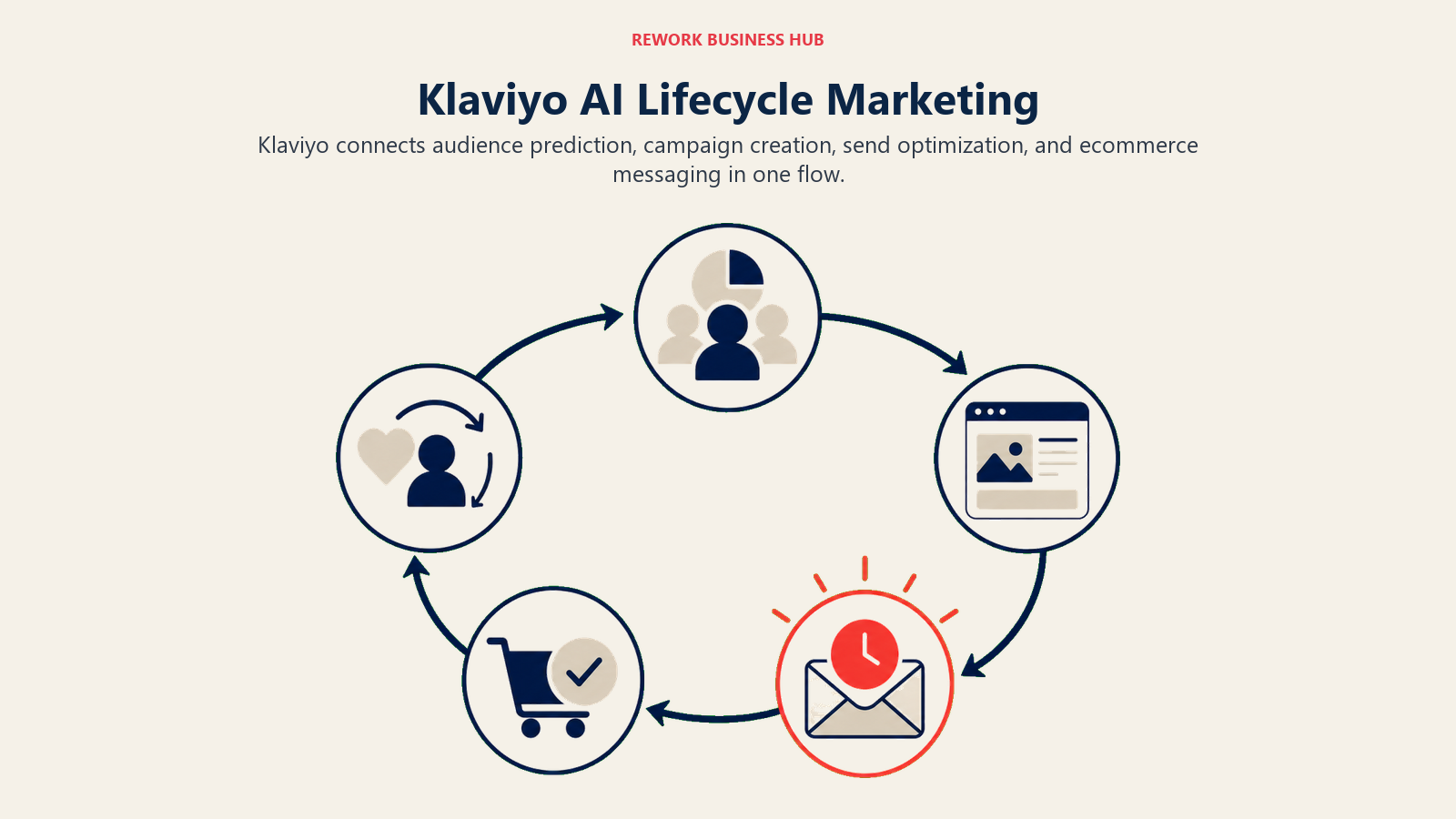 Klaviyo AI Lifecycle Marketing illustrated with customer lifecycle orbit