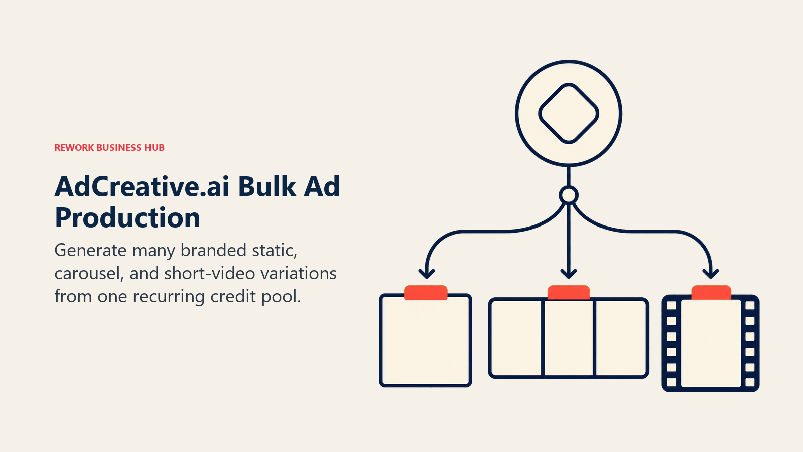 Creative press generating static, carousel, and short-video ad variations in bulk