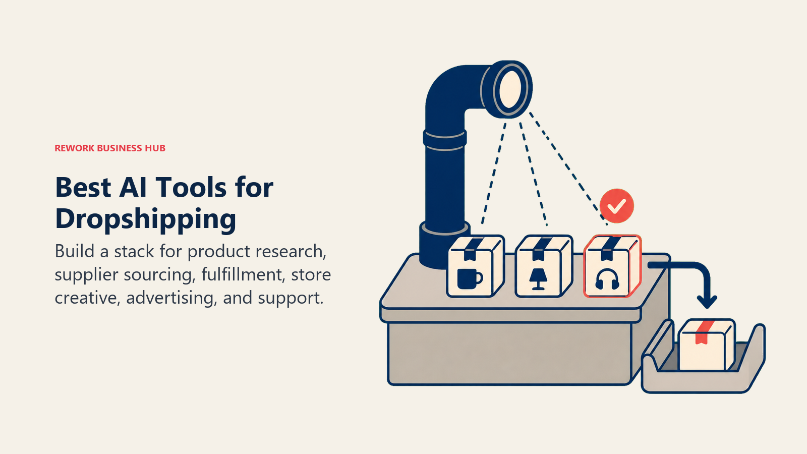 Best AI tools for dropshipping represented by a product scouting station that selects items for sourcing and fulfillment