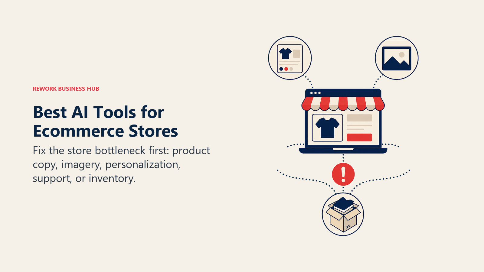 Best AI tools for ecommerce stores shown as a storefront choosing which operational bottleneck to fix