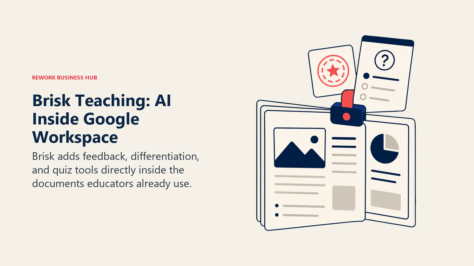 Brisk Teaching: AI Inside Google Workspace illustrated with extension tool clipped onto open documents