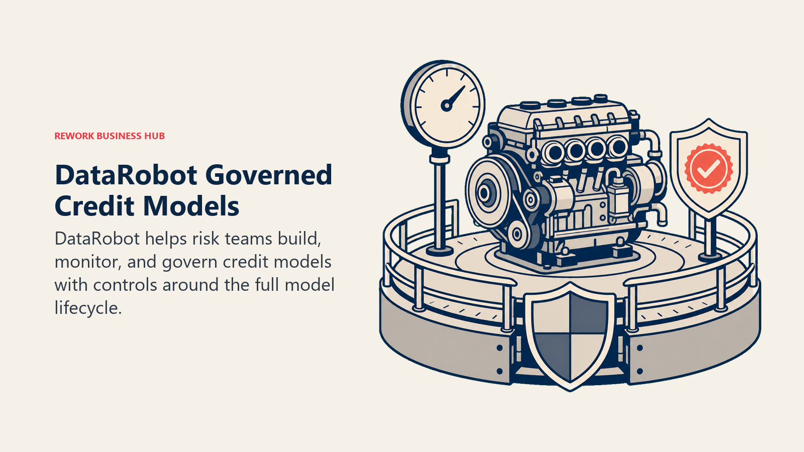 DataRobot Governed Credit Models illustrated with credit model inside governance cage