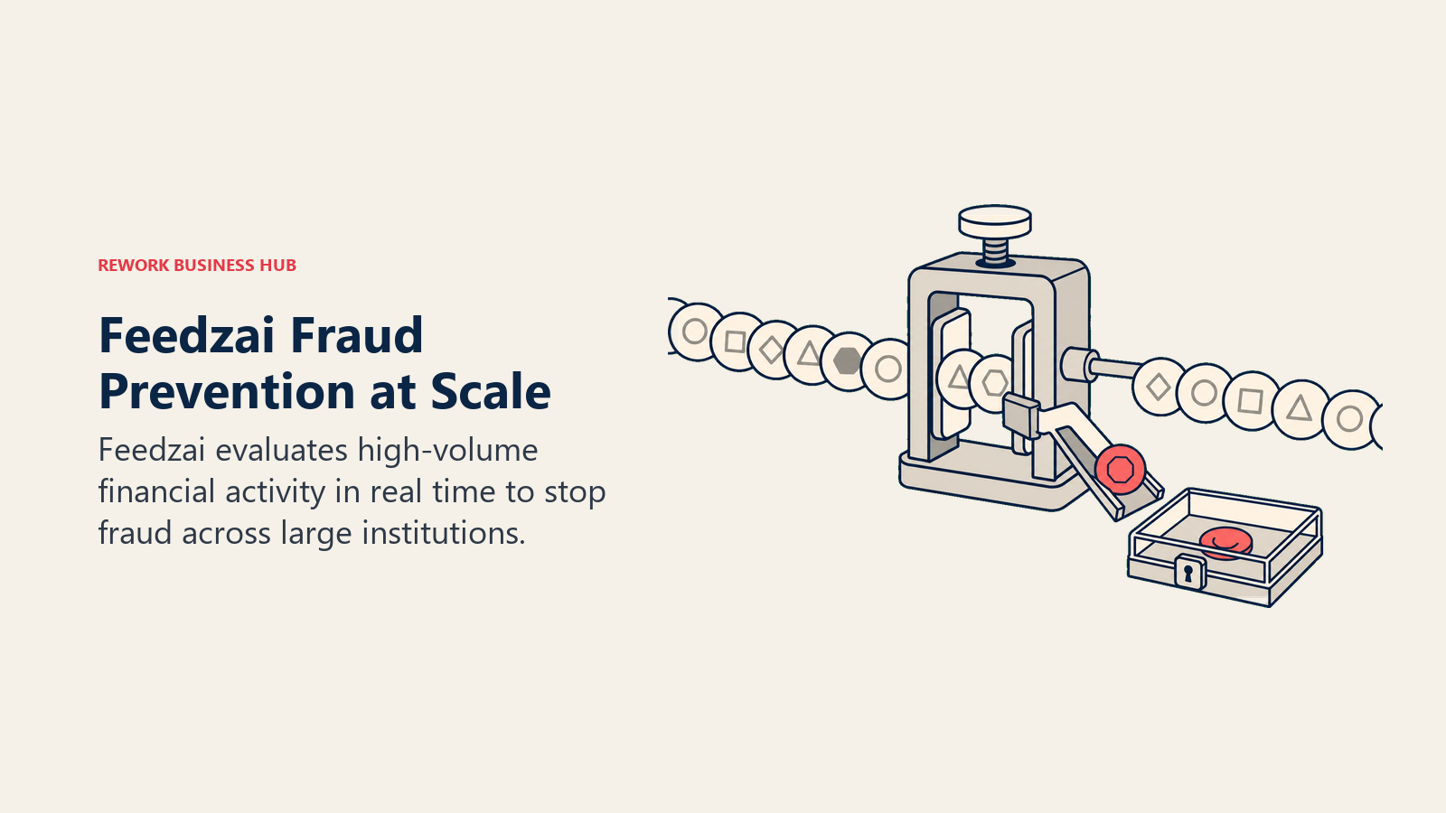 Feedzai Fraud Prevention at Scale illustrated with transaction stream and fraud clamp