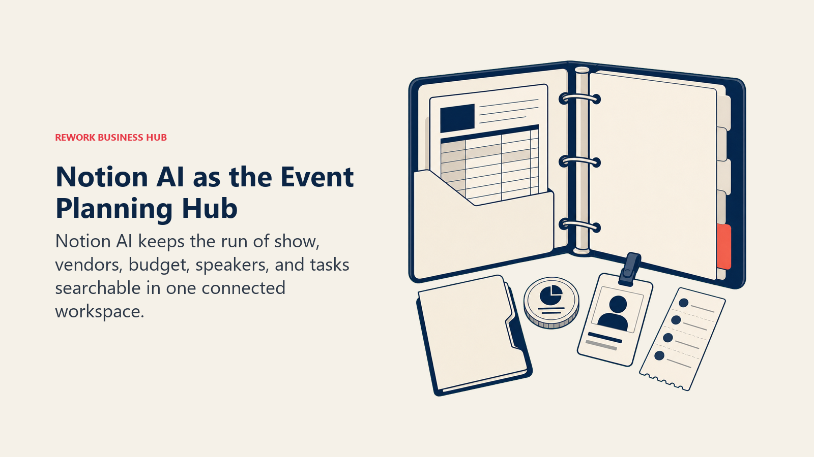 Notion AI as the Event Planning Hub shown as event command binder
