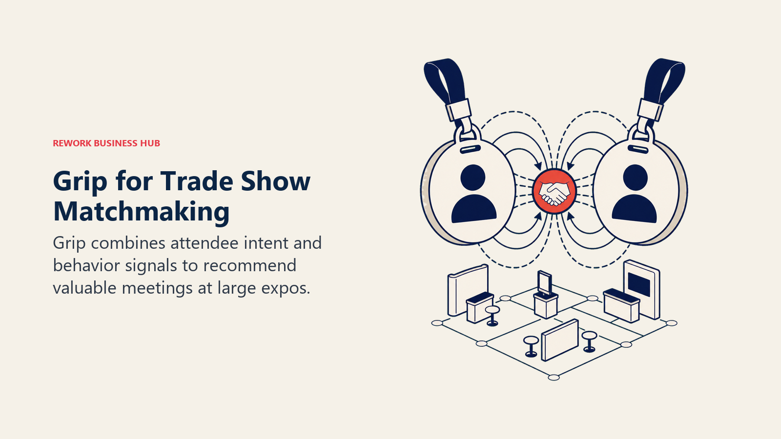 Grip for Trade Show Matchmaking shown as magnetic matchmaking table