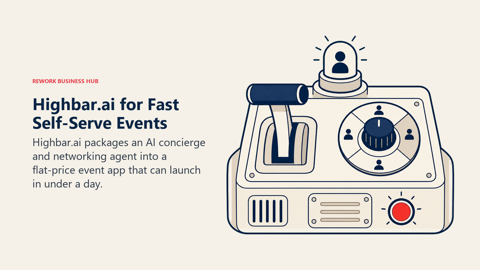 Highbar.ai for Fast Self-Serve Events shown as self-serve event launch console