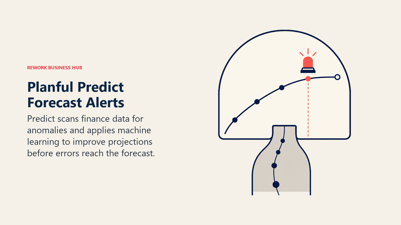 Planful Predict Forecast Alerts illustrated by forecast gauge with warning beacon