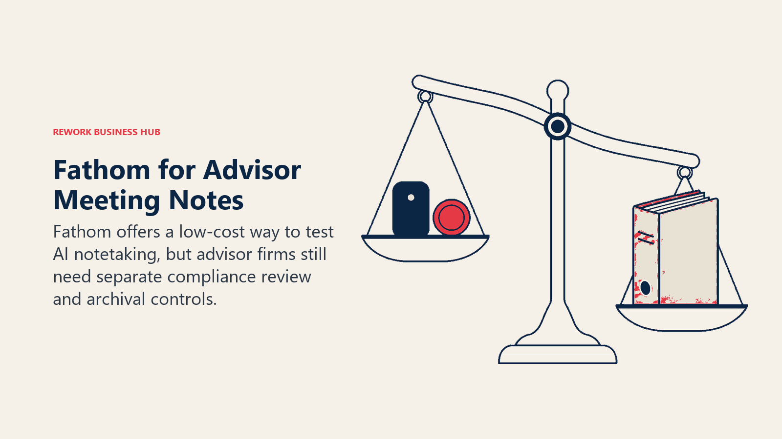 Fathom advisor meeting notes shown as a budget recorder balanced against compliance controls