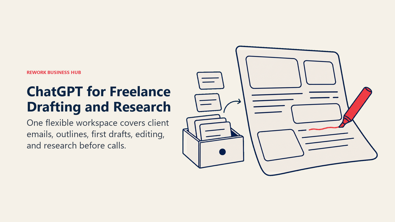 Freelance drafting desk combining client writing and research artifacts