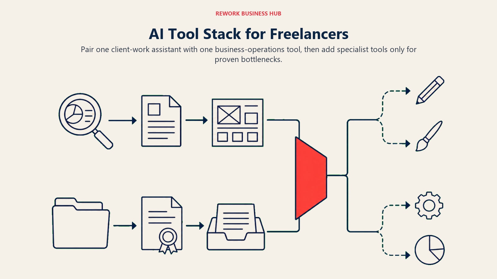 Two-lane AI tool stack for freelance client work and business operations