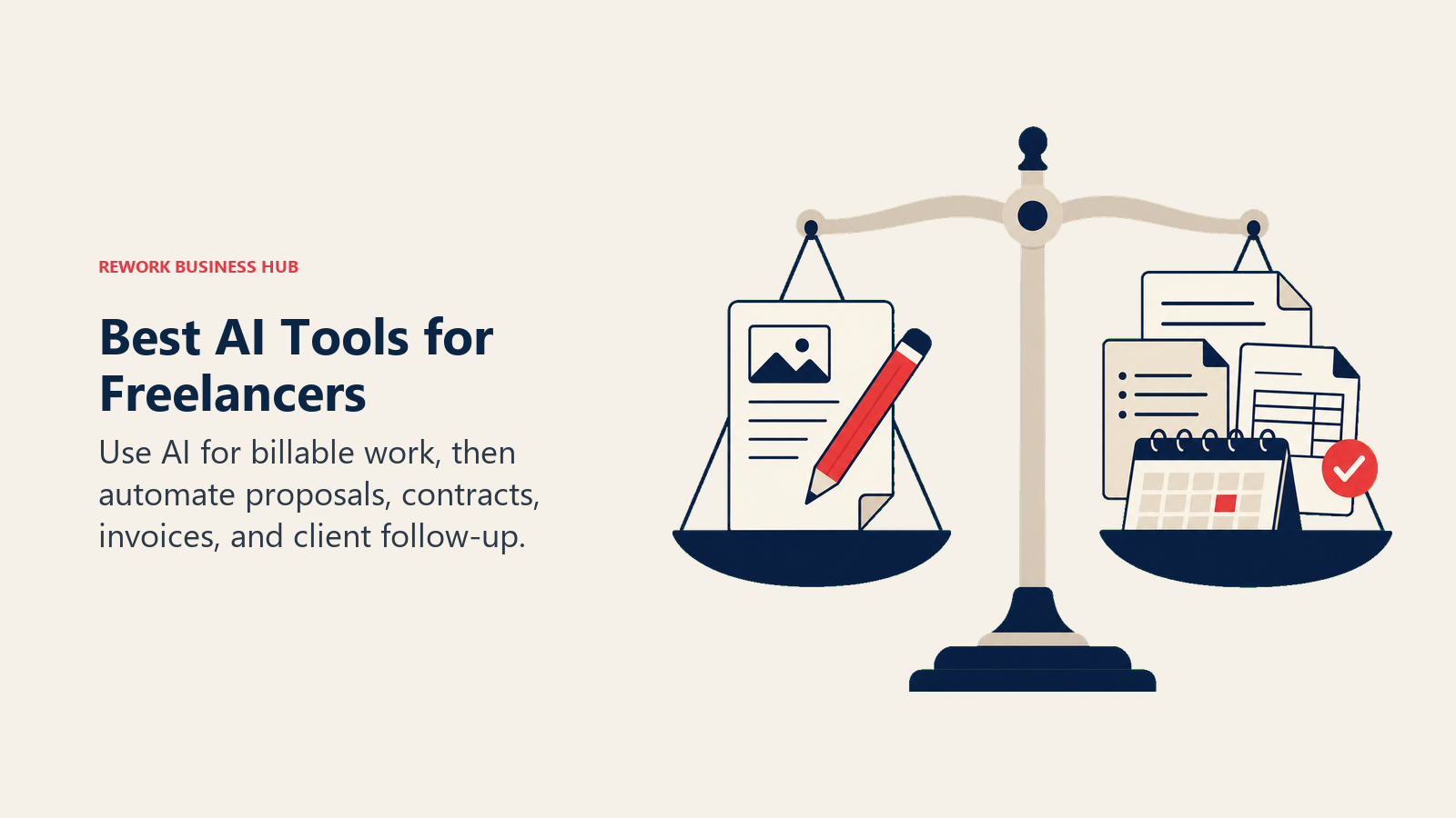 Best AI tools for freelancers shown as a balance between creative work and business administration
