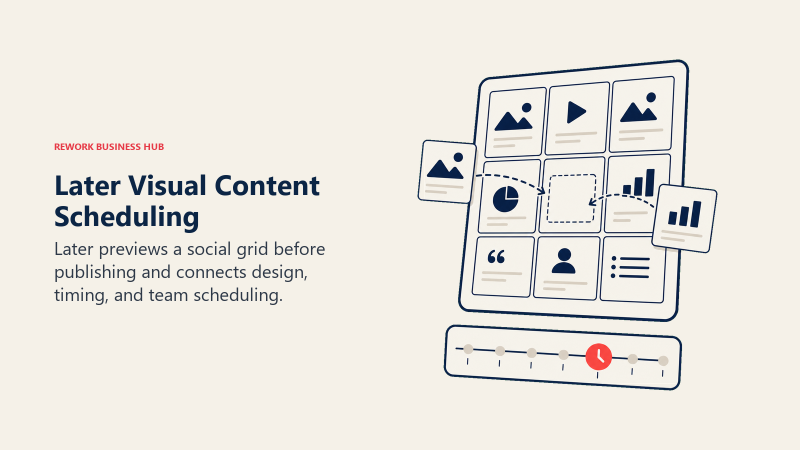 Later Visual Content Scheduling illustrated with visual calendar with preview window