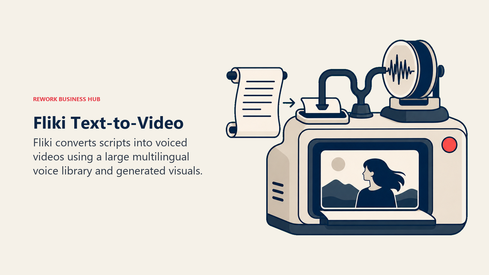 Fliki Text-to-Video illustrated with script-to-video projector