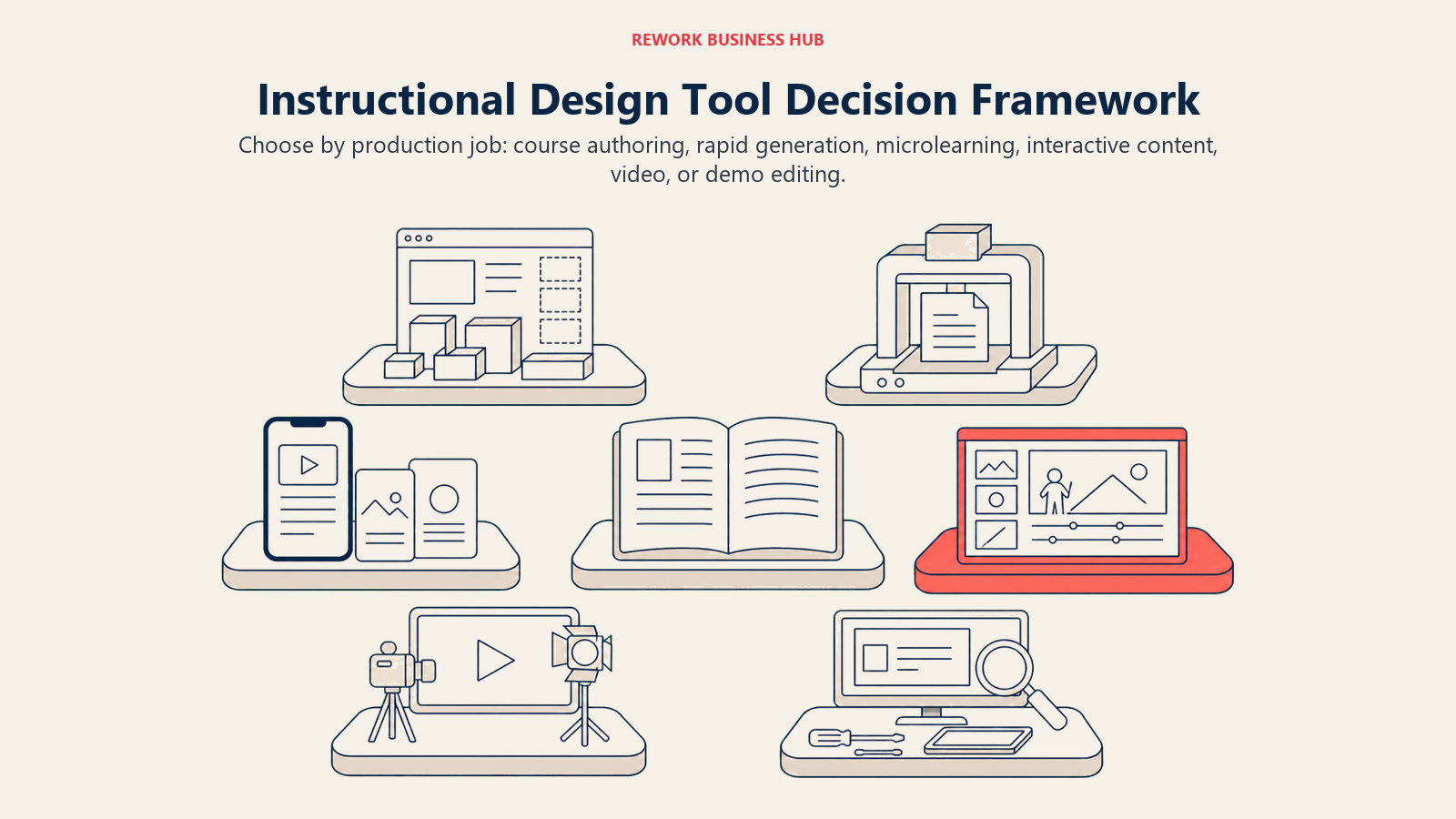 Instructional design tool studio mapping course authoring, microlearning, interactive content, video, and demo editing