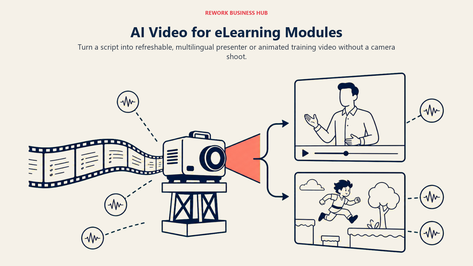 Script transforming into multilingual AI avatar and animated eLearning video without a camera shoot