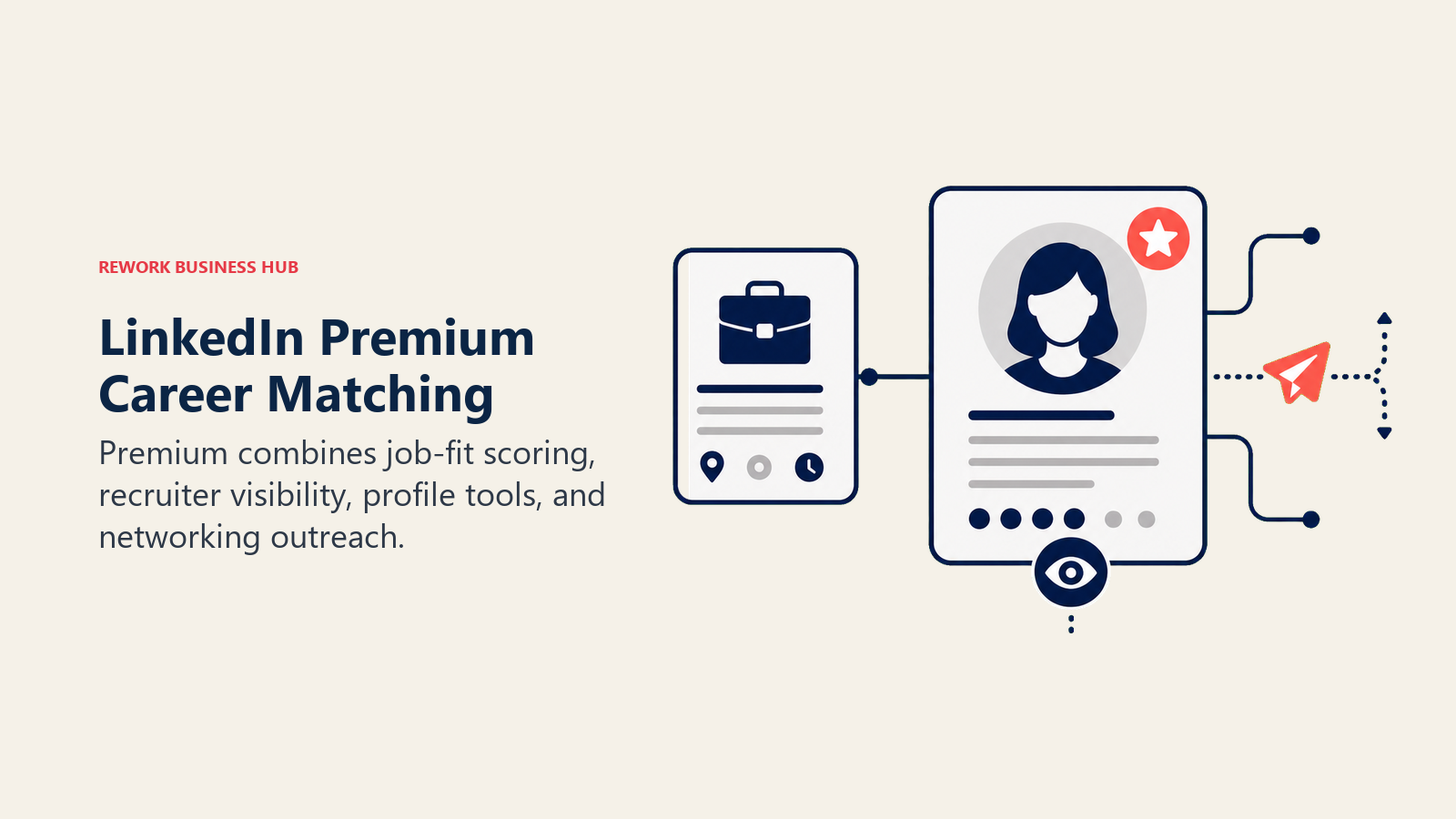 LinkedIn Premium Career Matching shown as candidate profile lens connected to job and recruiter signals