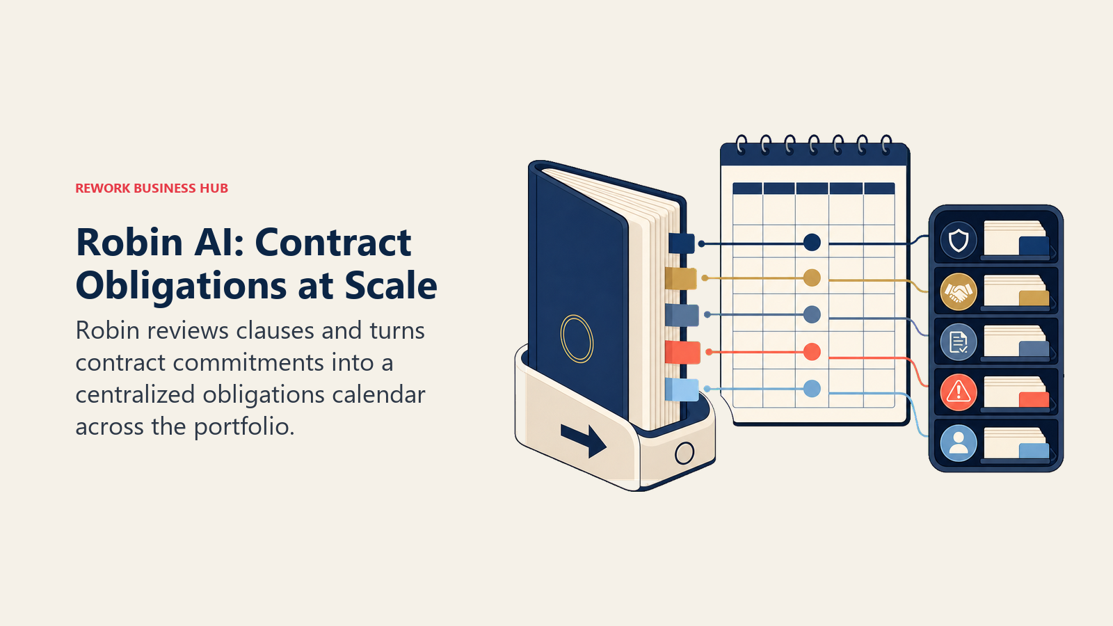 Robin AI extracting contract clauses into a centralized obligations calendar