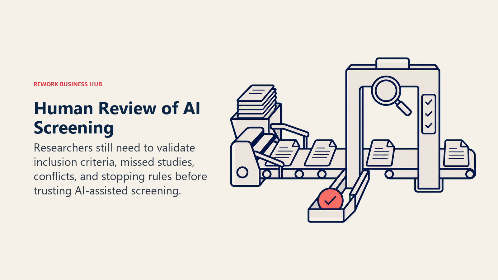 Human Review of AI Screening illustrated as human verification checkpoint