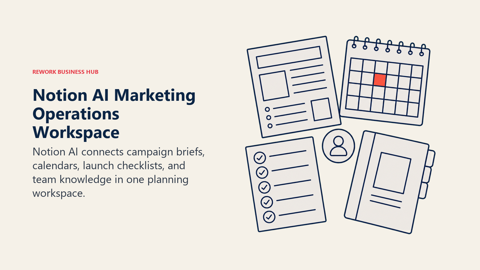 Notion AI Marketing Operations Workspace illustrated as campaign planning worktable