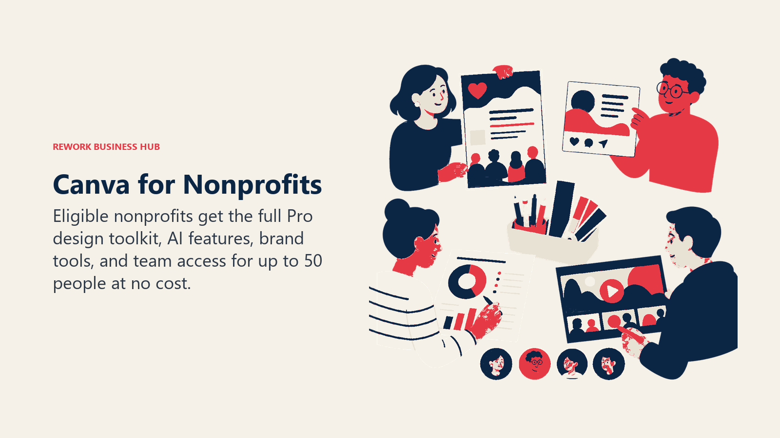 Canva for Nonprofits shown as community design table producing campaign assets