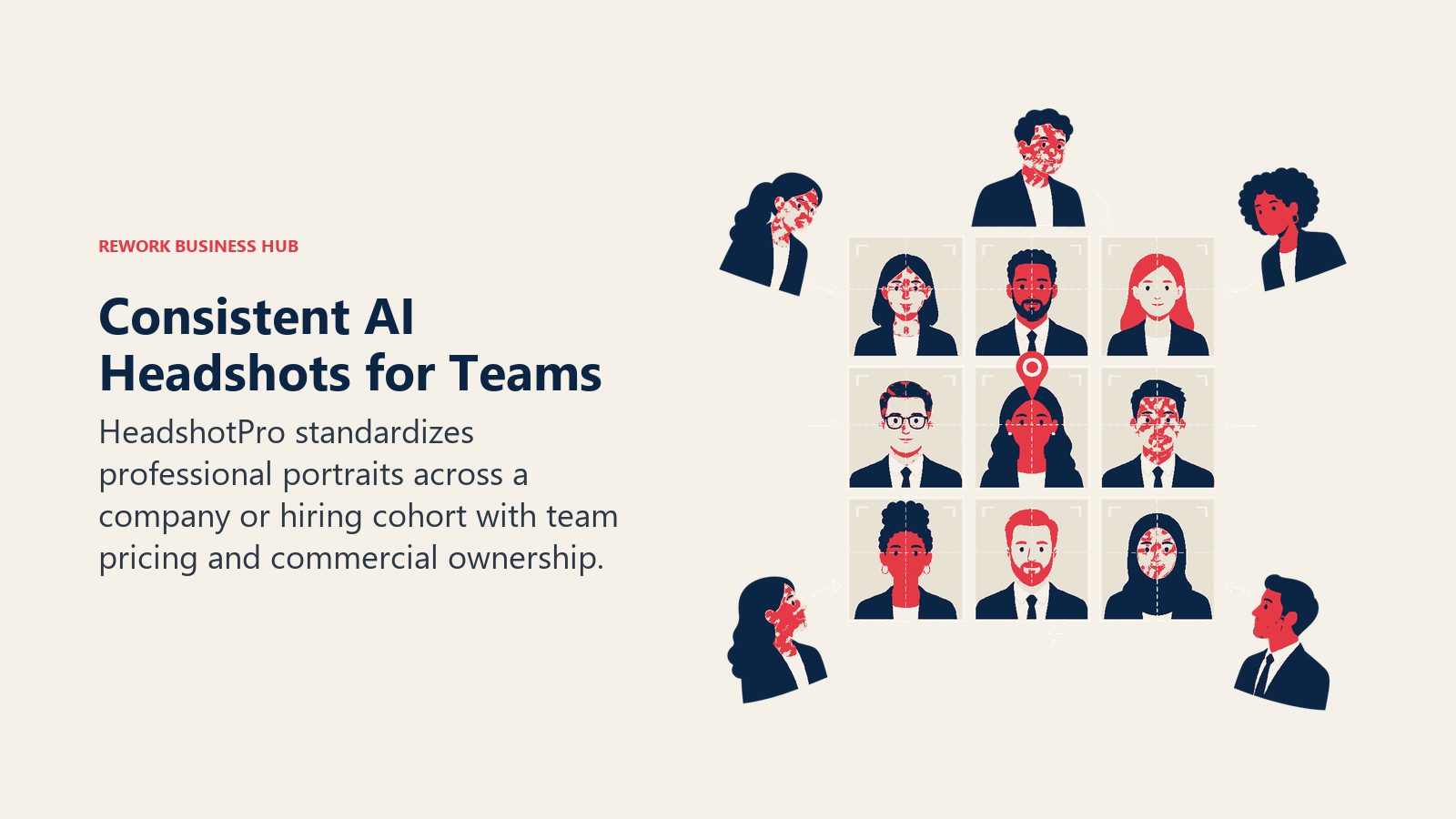 Consistent AI Headshots for Teams shown as team portrait alignment studio